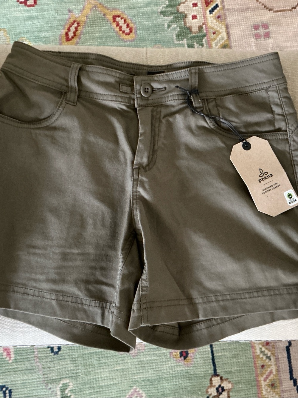 Prana Olive Green Women's Shorts - Classic Five-Pocket Style Size 2